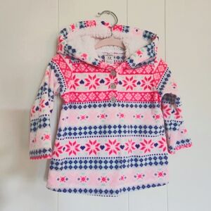 Carter's Baby Girl Fleece Hoodie with Sherpa Hood, Size 12M